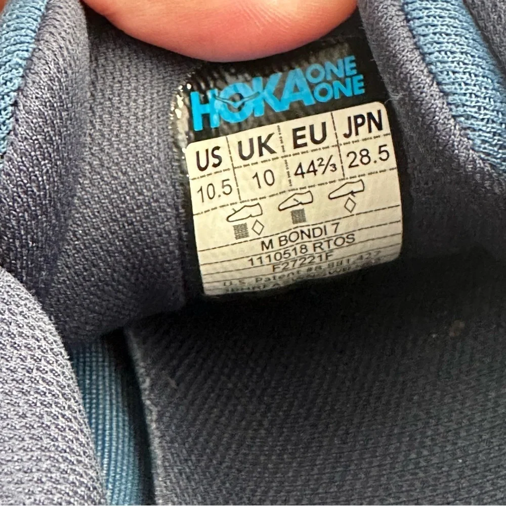 Hoka One One Bondi 7 Blue Gray Running Shoes Men’s Size 10.5 - Picture 7 of 10